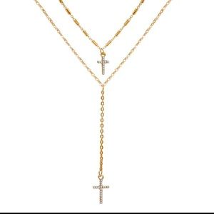 women’s new with tag gold cross layered necklace.